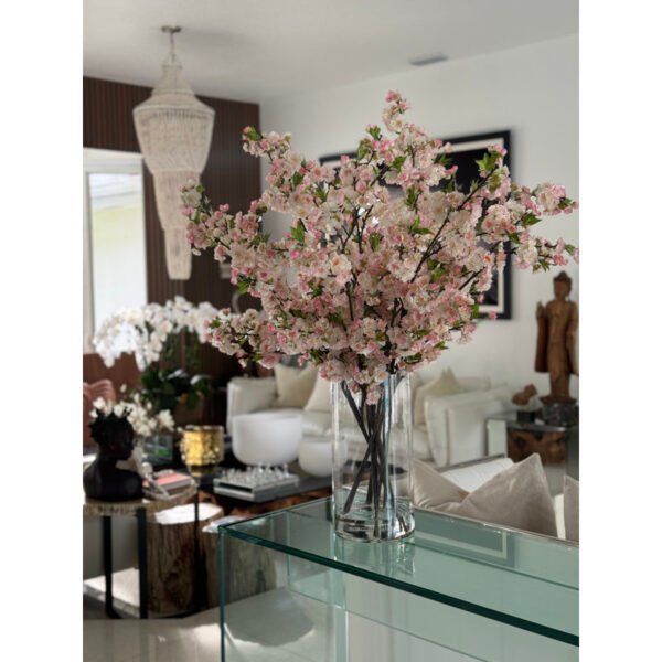 Cherry Blossoms In 16" Glass Cylinder - Image 3