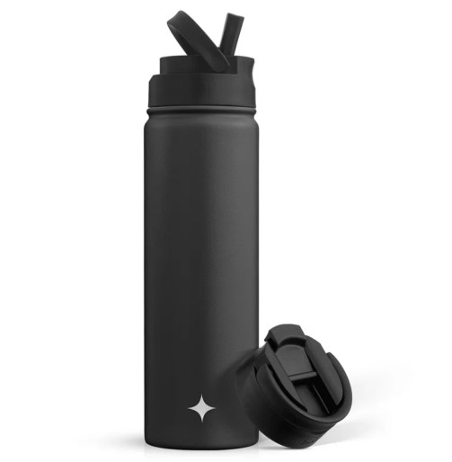 JoyJolt+Triple+Insulated+22oz+Water+Bottle+with+Flip+Lid+&+Sport+Straw+Lid