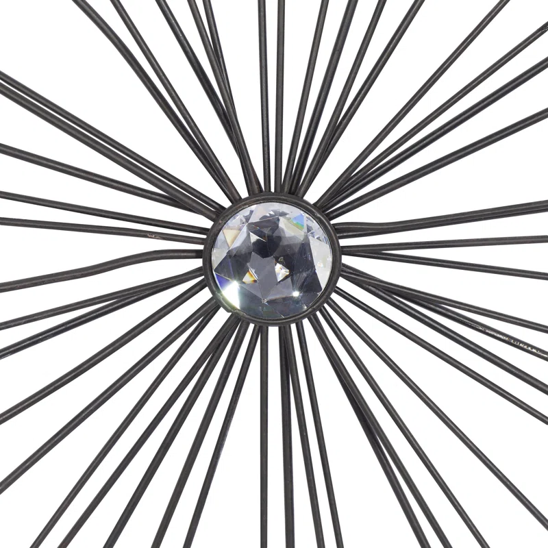 Caryn Metal Starburst Black Wall Decor with Crystal Embellishments - Image 2